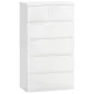 Cómoda con 5 Cajones Diseño Anti-vuelco Cajonera para Salón Pasillo 55x33x100 cm Blanco Brillante