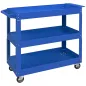 Carro de Taller de Acero con 3 Estantes de Almacenamiento y Asa Lateral Carga 150 kg 83x35,3x76 cm Azul