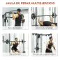 Máquina Multifunción de Musculación con Soporte para Sentadillas y Barra para Pesas para Entrenamiento Fitness Negro