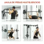 Máquina Multifunción de Musculación con Soporte para Sentadillas y Barra para Pesas para Entrenamiento Fitness Negro