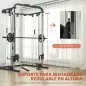Máquina Multifunción de Musculación con Soporte para Sentadillas y Barra para Pesas para Entrenamiento Fitness Negro