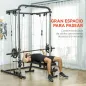 Máquina Multifunción de Musculación con Soporte para Sentadillas y Barra para Pesas para Entrenamiento Fitness Negro