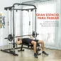 Máquina Multifunción de Musculación con Soporte para Sentadillas y Barra para Pesas para Entrenamiento Fitness Negro