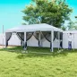 Carpa Plegable Pop-Up Gazebo 6x3 m con 6 Paredes Laterales de Malla Anti-UV y Bolsa de Transporte Crema
