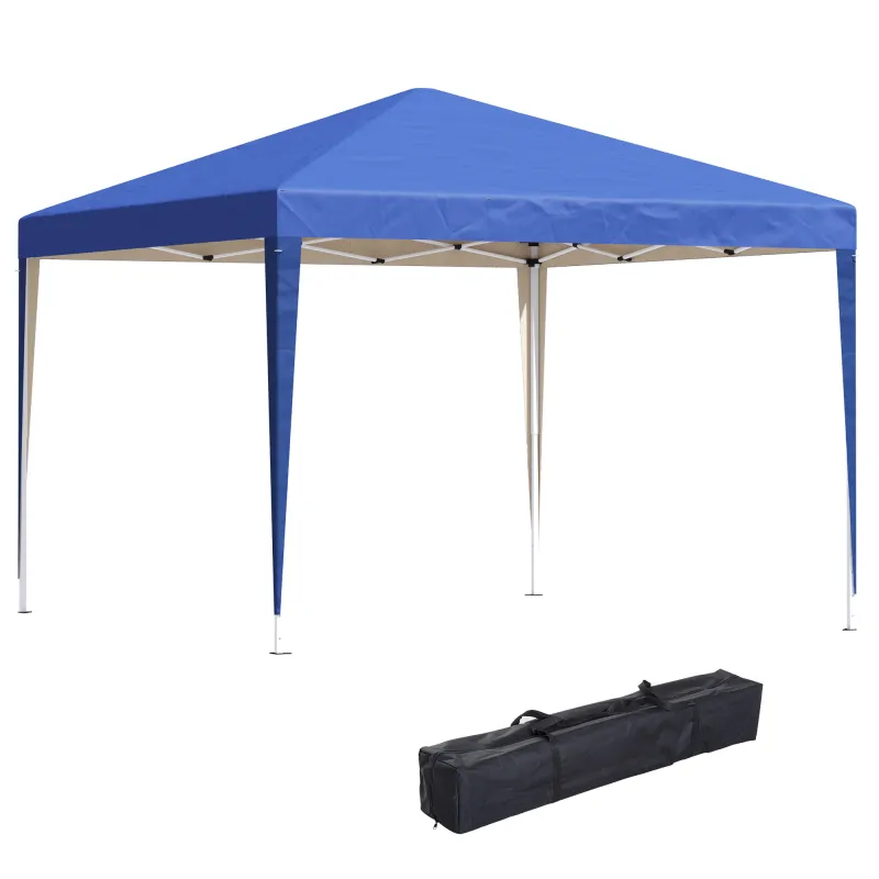 Carpa Plegable Gazebo 3x3 m con Altura Ajustable en 3 Niveles Toldo Anti-UV y Bolsa de Transporte Azul