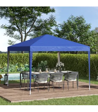 Carpa Plegable Gazebo 3x3 m con Altura Ajustable en 3 Niveles Toldo Anti-UV y Bolsa de Transporte Azul