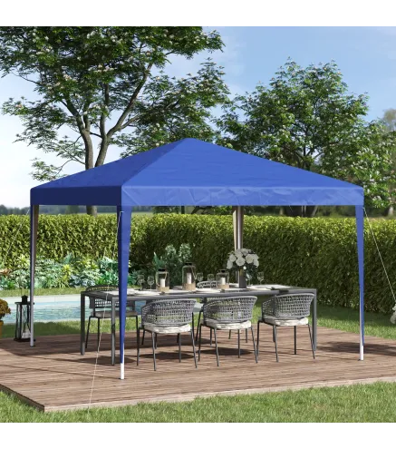 Carpa Plegable Gazebo 3x3 m con Altura Ajustable en 3 Niveles Toldo Anti-UV y Bolsa de Transporte Azul