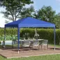 Carpa Plegable Gazebo 3x3 m con Altura Ajustable en 3 Niveles Toldo Anti-UV y Bolsa de Transporte Azul