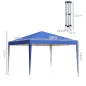 Carpa Plegable Gazebo 3x3 m con Altura Ajustable en 3 Niveles Toldo Anti-UV y Bolsa de Transporte Azul