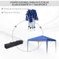 Carpa Plegable Gazebo 3x3 m con Altura Ajustable en 3 Niveles Toldo Anti-UV y Bolsa de Transporte Azul