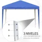 Carpa Plegable Gazebo 3x3 m con Altura Ajustable en 3 Niveles Toldo Anti-UV y Bolsa de Transporte Azul