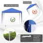 Carpa Plegable Gazebo 3x3 m con Altura Ajustable en 3 Niveles Toldo Anti-UV y Bolsa de Transporte Azul