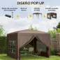 Carpa Plegable Pop-up 3x3 m con 4 Paredes Laterales Anti-UV y Bolsa de Transporte Café