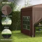 Carpa Plegable Pop-up 3x3 m con 4 Paredes Laterales Anti-UV y Bolsa de Transporte Café