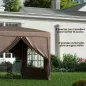 Carpa Plegable Pop-up 3x3 m con 4 Paredes Laterales Anti-UV y Bolsa de Transporte Café