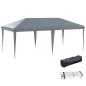 Carpa Plegable Gazebo 6x3 m con Altura Ajustable en 3 Niveles Toldo Anti-UV y Bolsa de Transporte Gris Claro