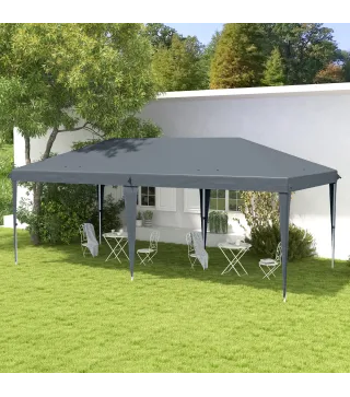 Carpa Plegable Gazebo 6x3 m con Altura Ajustable en 3 Niveles Toldo Anti-UV y Bolsa de Transporte Gris Claro