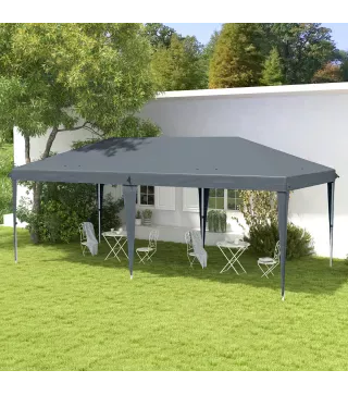 Carpa Plegable Gazebo 6x3 m con Altura Ajustable en 3 Niveles Toldo Anti-UV y Bolsa de Transporte Gris Claro