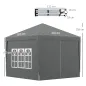 Carpa Plegable Pop-up 3x3 m con 4 Paredes Laterales Anti-UV y Bolsa de Transporte Gris