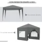 Carpa Plegable Pop-up 3x3 m con 4 Paredes Laterales Anti-UV y Bolsa de Transporte Gris