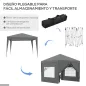 Carpa Plegable Pop-up 3x3 m con 4 Paredes Laterales Anti-UV y Bolsa de Transporte Gris