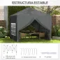 Carpa Plegable Pop-up 3x3 m con 4 Paredes Laterales Anti-UV y Bolsa de Transporte Gris