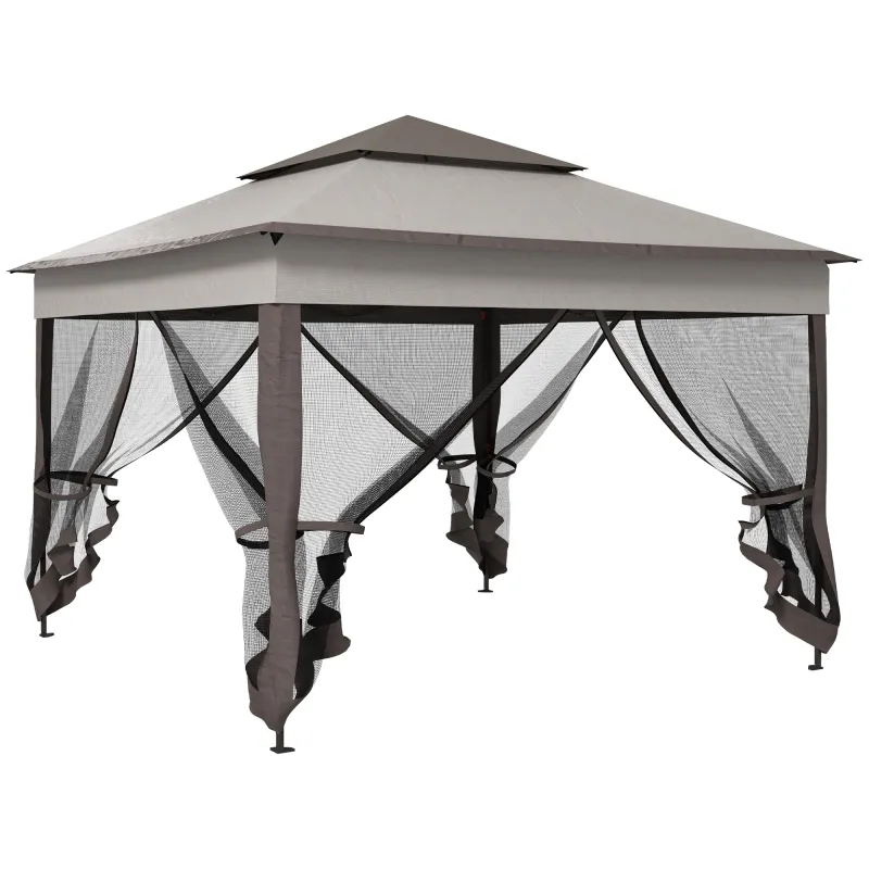 Carpa Plegable Gazebo 3,3x3,3 m con 4 Paredes Laterales de Malla Anti-UV y Bolsa de Transporte Gris