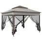 Carpa Plegable Gazebo 3,3x3,3 m con 4 Paredes Laterales de Malla Anti-UV y Bolsa de Transporte Gris