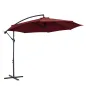 Sombrilla de Jardín Ø295 cm Parasol Excéntrico Inclinable con Manivela Base Cruzada y Soporte de Acero Granate