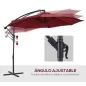 Sombrilla de Jardín Ø295 cm Parasol Excéntrico Inclinable con Manivela Base Cruzada y Soporte de Acero Granate