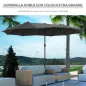 Sombrilla Doble para Jardín 455x265x238 cm Parasol Grande con Manivela Manual Resistente al Agua Protección Solar Gris