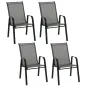 Set de 4 Sillas de Exterior Apilables con Asiento de Textilene para Jardín Terraza 54x75,5x95 cm Gris Oscuro