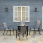 Set de 4 Sillas de Exterior Apilables con Asiento de Textilene para Jardín Terraza 54x75,5x95 cm Gris Oscuro
