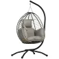 Silla Colgante con Soporte Cesta Plegable Cojín y Reposacabezas para Interior y Exterior Carga 120 kg Gris y Negro