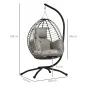 Silla Colgante con Soporte Cesta Plegable Cojín y Reposacabezas para Interior y Exterior Carga 120 kg Gris y Negro
