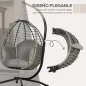 Silla Colgante con Soporte Cesta Plegable Cojín y Reposacabezas para Interior y Exterior Carga 120 kg Gris y Negro