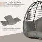Silla Colgante con Soporte Cesta Plegable Cojín y Reposacabezas para Interior y Exterior Carga 120 kg Gris y Negro