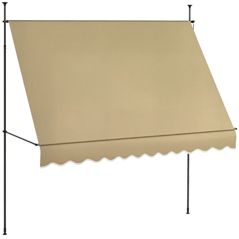 Toldo Manual Retráctil con Manivela 300x120x210-300 cm con Altura Ajustable Impermeable y Anti-UV Beige