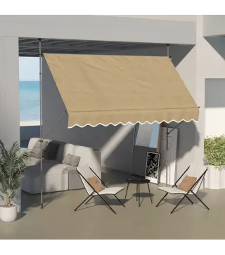 Toldo Manual Retráctil con Manivela 300x120x210-300 cm con Altura Ajustable Impermeable y Anti-UV Beige