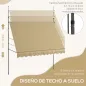Toldo Manual Retráctil con Manivela 300x120x210-300 cm con Altura Ajustable Impermeable y Anti-UV Beige
