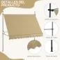 Toldo Manual Retráctil con Manivela 300x120x210-300 cm con Altura Ajustable Impermeable y Anti-UV Beige