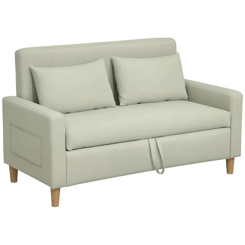 Sofá de 2 Plazas Moderno y Compacto Tapizado en lino con Muelles y Cojines para Espacios Pequeños 135x72x84 cm Beige