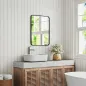 Espejo de Baño Rectangular con Marco Metálico Espejo Decorativo para Dormitorio Comedor o Entrada 60x80 cm Negro
