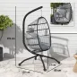 Silla Colgante con Soporte Cesta Plegable Cojín y Reposacabezas para Interior y Exterior Carga 120 kg Gris