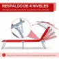 Tumbona de Jardín Exterior Reclinable con Toldo Desmontable Respaldo Ajustable en 4 Niveles 187x58x36 cm Rojo