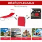 Tumbona de Jardín Exterior Reclinable con Toldo Desmontable Respaldo Ajustable en 4 Niveles 187x58x36 cm Rojo
