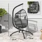 Silla Colgante con Soporte Cesta Plegable Cojín y Reposacabezas para Interior y Exterior Carga 120 kg Negro