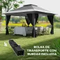 Cenador Plegable 3,6x3,6 m con Laterales de Malla UPF50+ Altura Ajustable Bolsa con Ruedas y Bolsas de Arena Gris