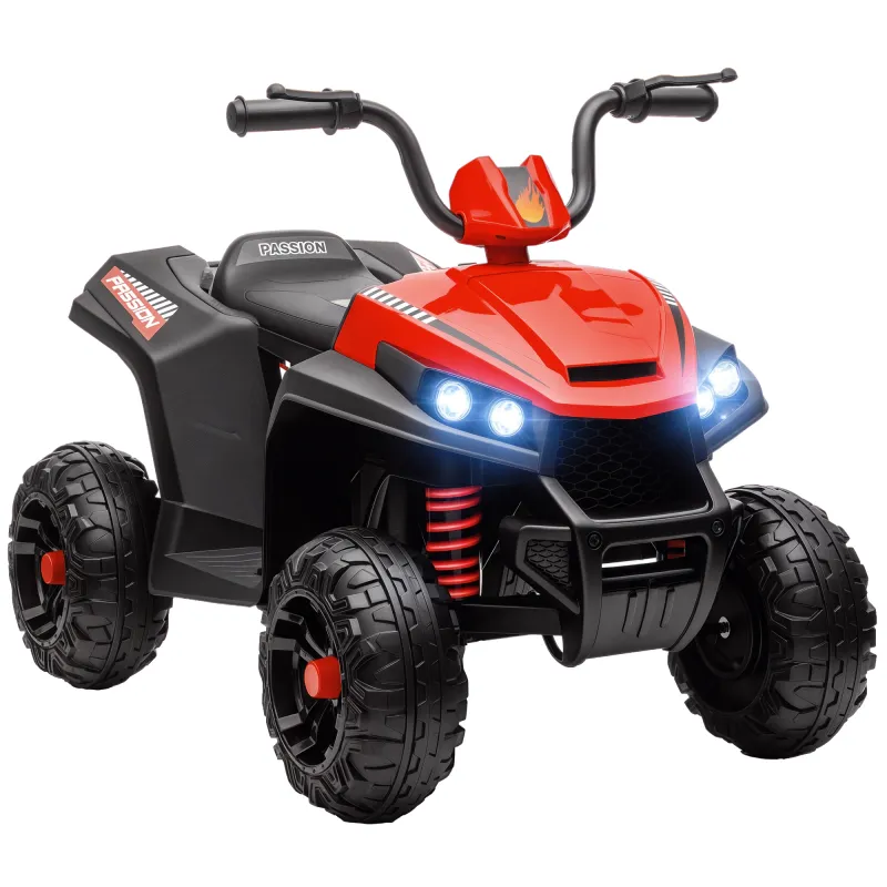 Quad Eléctrico para Niños de +3 Años con Batería 12V Faros Música Avance y Retroceso Carga 30 kg Rojo