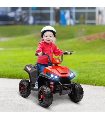 Quad Eléctrico para Niños de +3 Años con Batería 12V Faros Música Avance y Retroceso Carga 30 kg Rojo